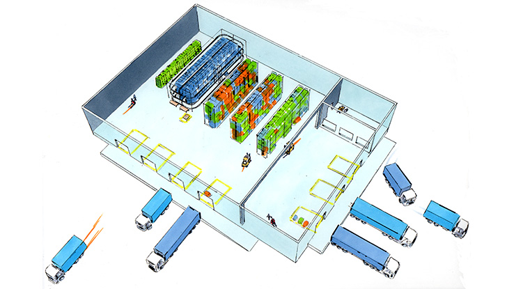 Illustration Logistikhalle