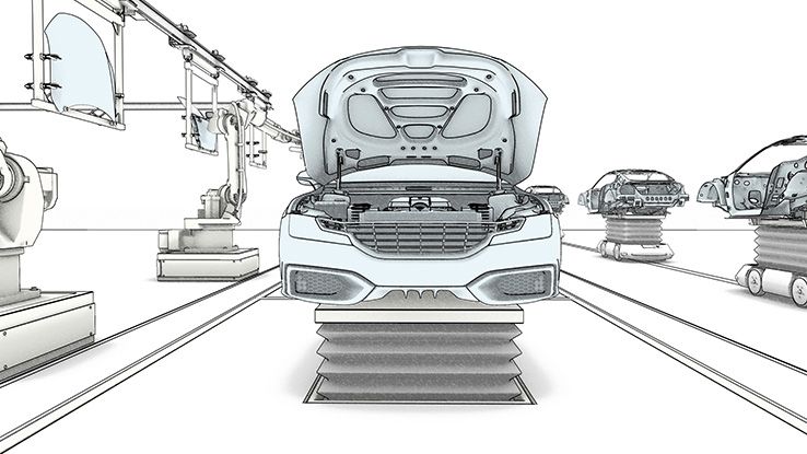 Illustration Schubplattformen Autoindustrie - Endmontage